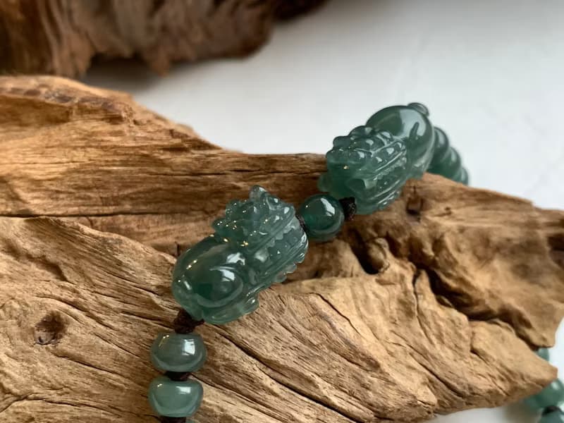 快速出貨 天然藍水翡翠手鍊  招財 貔貅手鍊 迷你款 免費開光