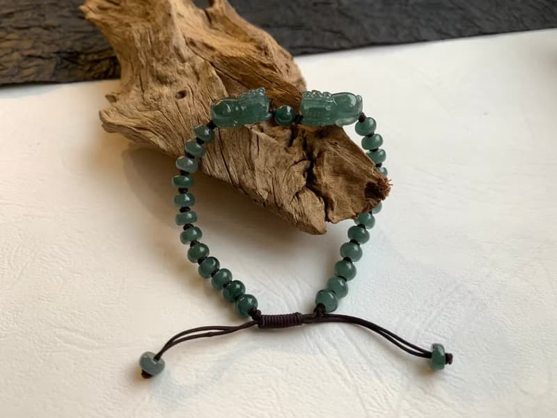 快速出貨 天然藍水翡翠手鍊  招財 貔貅手鍊 迷你款 免費開光