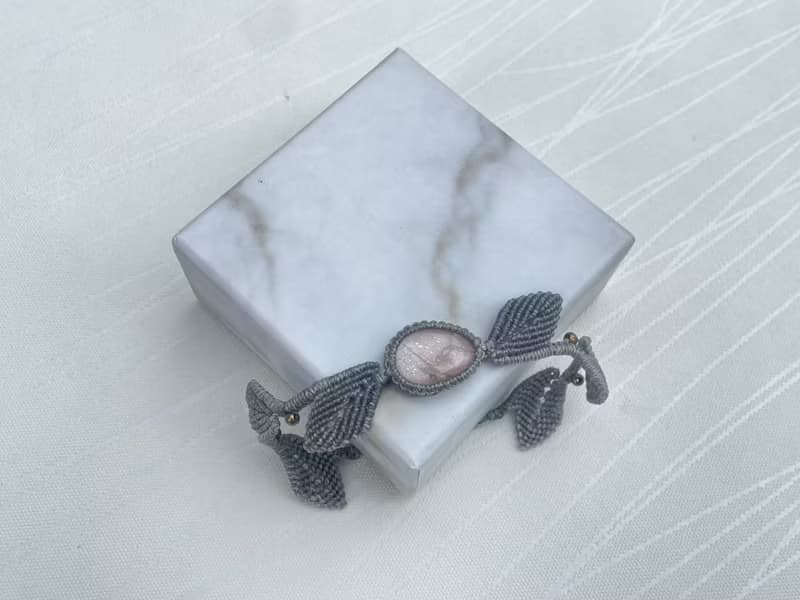 220919 Macrame 南美蠟線 蜜桃月亮石 手鍊