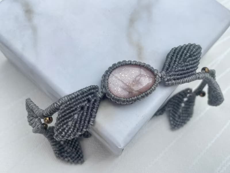 220919 Macrame 南美蠟線 蜜桃月亮石 手鍊