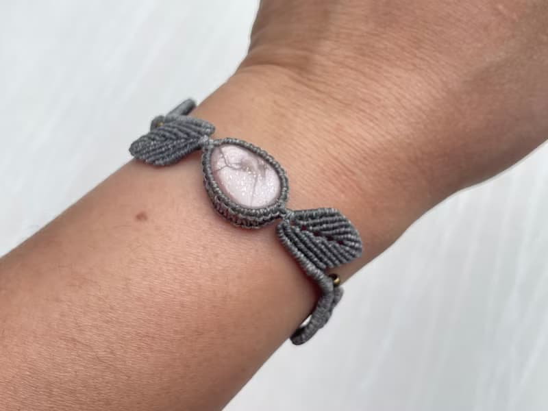 220919 Macrame 南美蠟線 蜜桃月亮石 手鍊