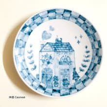 青花瓷繪 團圓貓 七吋盤 圓盤 盤子 手繪盤 瓷器