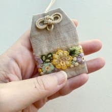 Mars 印度刺繡手袋・護身符手袋・黃色