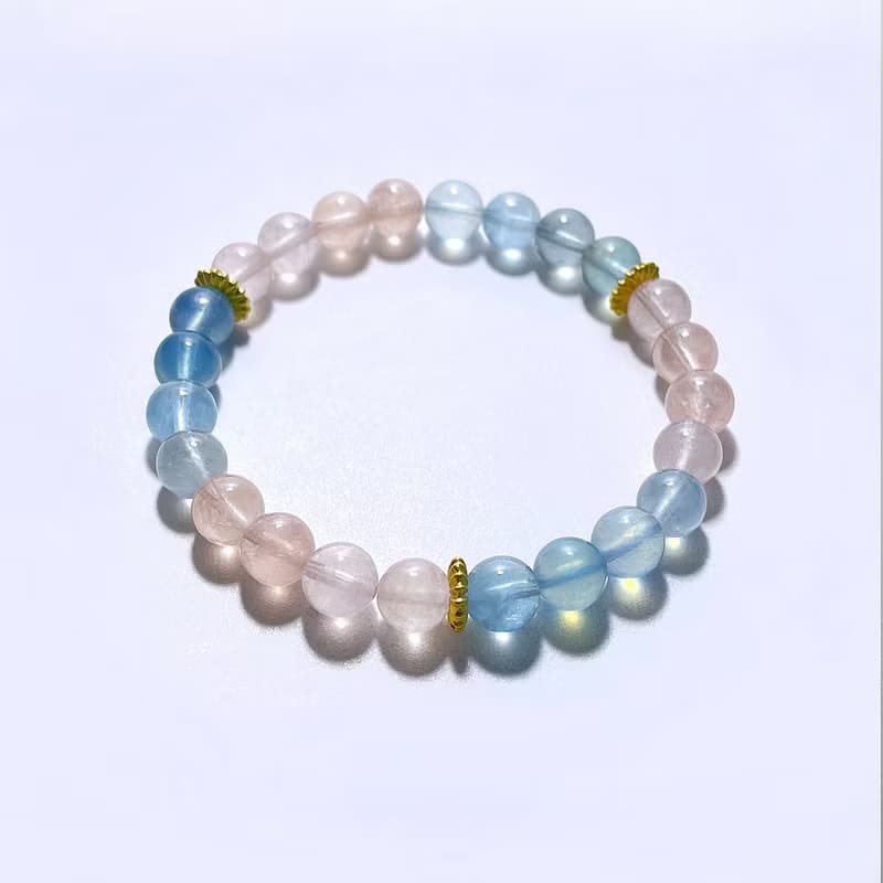 寶石系 天然礦石 冰透摩根石 7.6 mm 手鍊