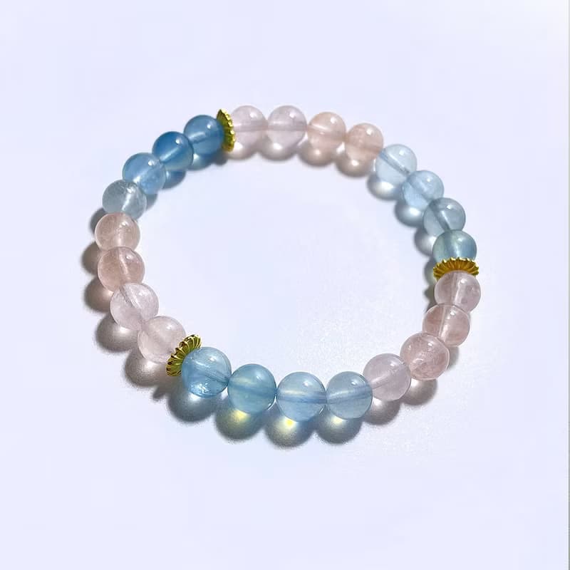 寶石系 天然礦石 冰透摩根石 7.6 mm 手鍊