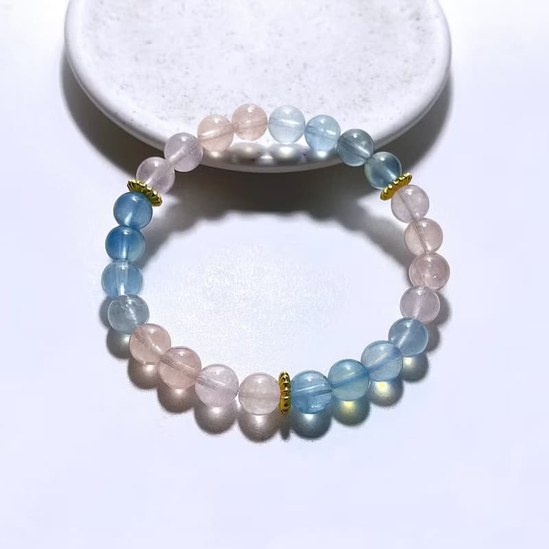 寶石系 天然礦石 冰透摩根石 7.6 mm 手鍊