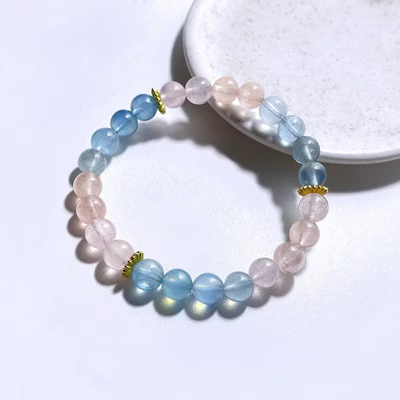 寶石系 天然礦石 冰透摩根石 7.6 mm 手鍊