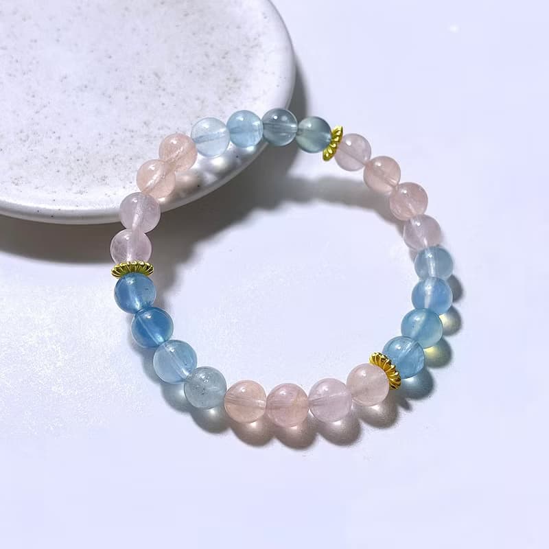 寶石系 天然礦石 冰透摩根石 7.6 mm 手鍊