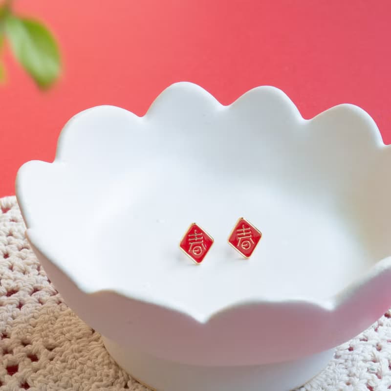 金魚 達摩 招財貓 金魚 夾式耳環 新年禮物 招財耳環