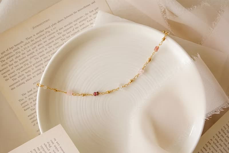 人緣 x 碧璽 白水晶 石英石 粉晶 粉 黃銅 K金【繁星點點】手鍊