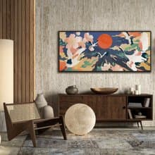 仙鶴尋日(長版) - 日式床頭畫/仙氣飄飄/客廳裝飾畫/辦公室掛畫