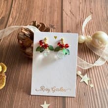 聖誕冬青水晶球耳環 - 手作節日・聖誕派對交換禮物 Rosy Garden