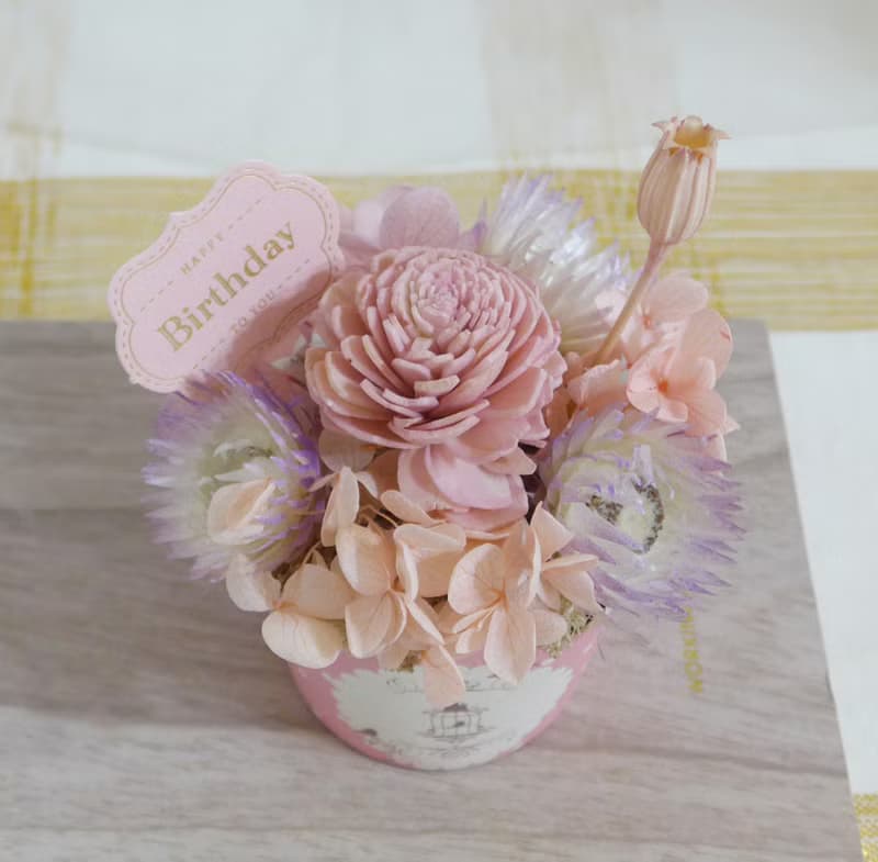 情人節禮物花束粉紫玫瑰蛋糕花 甜點花盆栽 結婚捧花永生乾燥花情