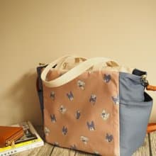 原創手工縫製托特側肩包帆布包 可愛鬥牛梗犬圖案