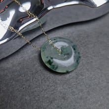 招財•圓滿•平安|療癒冰膠藍飄花平安扣|緬甸A貨翡翠項鍊