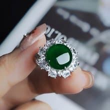 富貴•招財•健康|冰玻大綠|A貨翡翠訂製純銀豪奢戒指