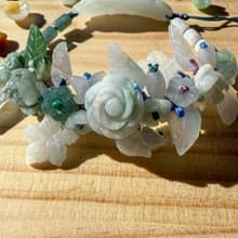 手工編織翡翠手鍊 — 藍紫花園裡的小兔子