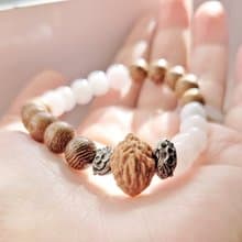 【親翠】天然翡翠 冰白月光8mm圓珠mix核桃mix圓木珠優雅大地