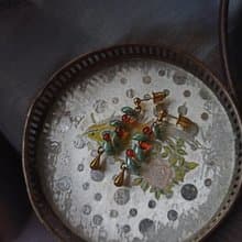 果實水滴短耳環 / 復古色