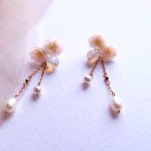 櫻花女神的柔情 14K包金耳環/耳夾(玫瑰金色)