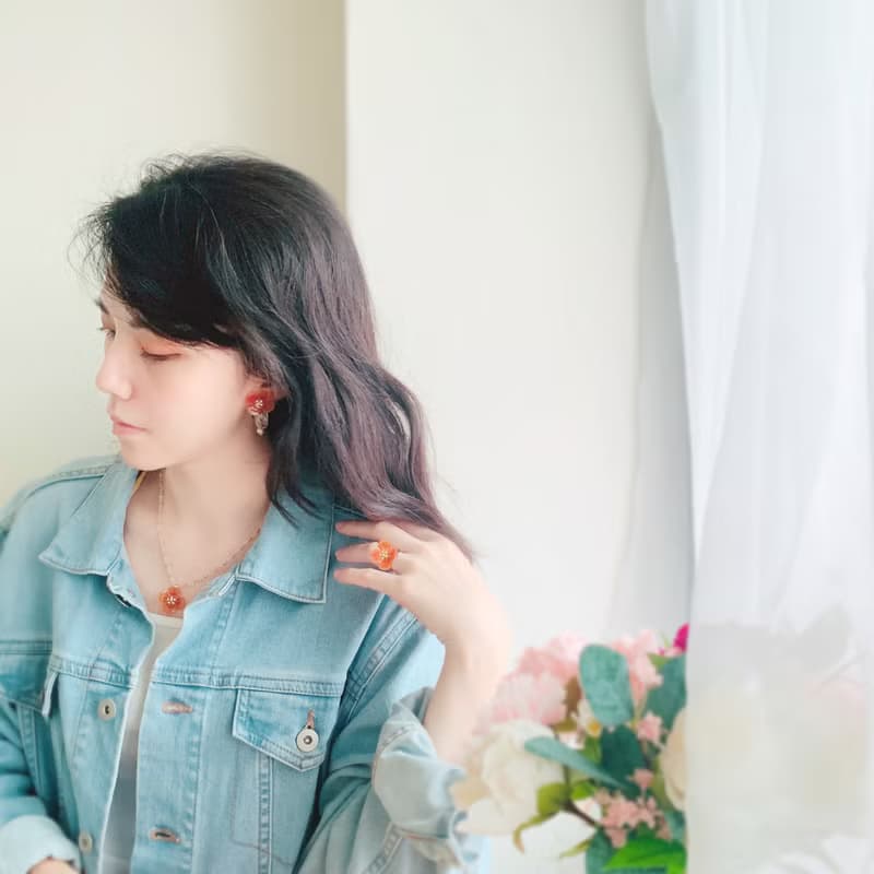 戒指 罌粟花 樹脂 開口戒 花 銀飾 水鑽 生日 禮物 手工 情人節