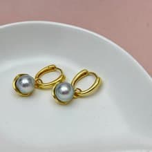 天然海水珍珠 akoya 真多麻 巴洛克風格 純銀14K注金 耳環