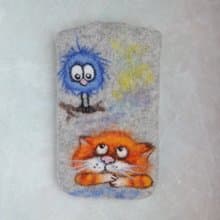 定製手機招財貓保護套毛氈純素手機袋女孩手機套