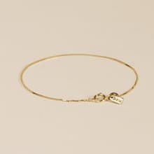 14K 純K金-小字牌極細格狀手鍊