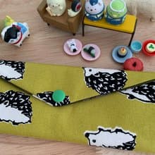 文青風環保純棉筷袋 萌萌噠小刺蝟 質感大地黃  日本 潮物 收納