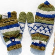 手織純羊毛針織手套/可拆卸保暖手套/內刷毛手套/觸控手套-紐西蘭