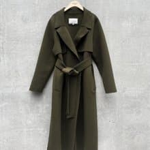 率性立體剪接綁帶大衣(綠)