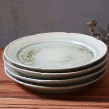 青綠渲墨花邊盤