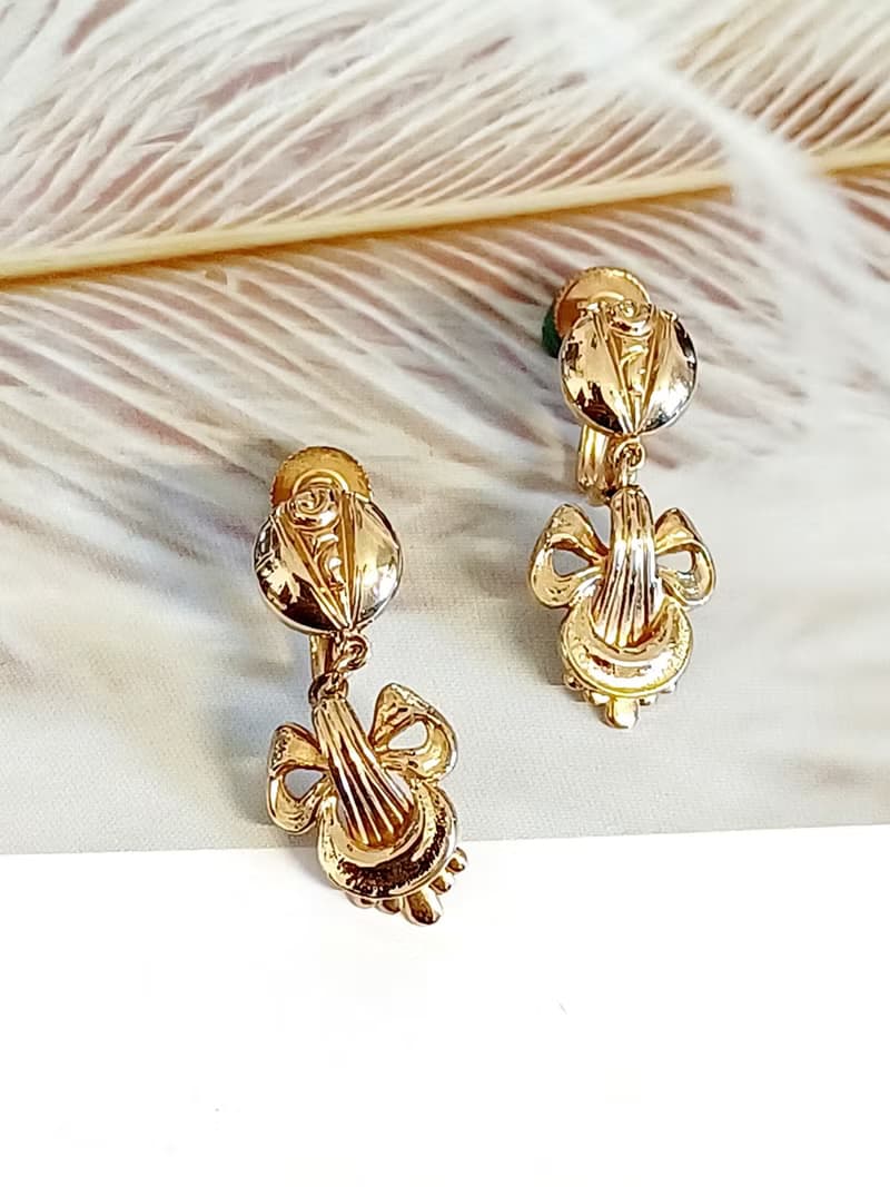 vintage jewelry  典雅金色樂器小垂墜 夾式耳環