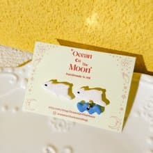 原創手作 Ocean On The Moon -懶趴趴北極熊不規則軟陶耳釘/耳夾