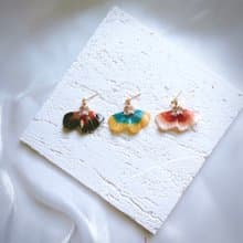 【絢麗魚尾--垂墜款】樹脂水晶花耳環