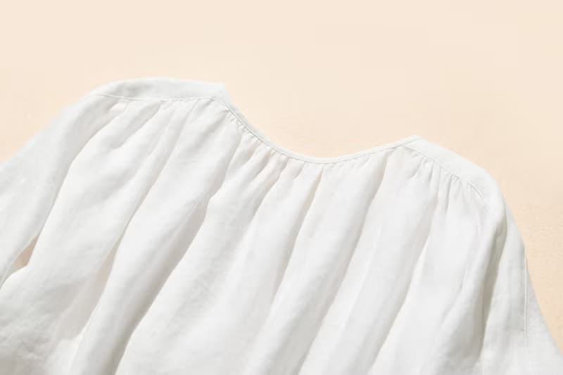大人可愛 亞麻精緻刺繡小衫 透氣舒適 簡約清新百搭款  白色  230505-1