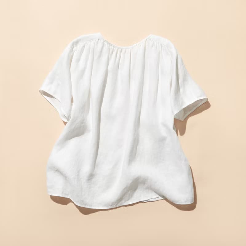 大人可愛 亞麻精緻刺繡小衫 透氣舒適 簡約清新百搭款  白色  230505-1