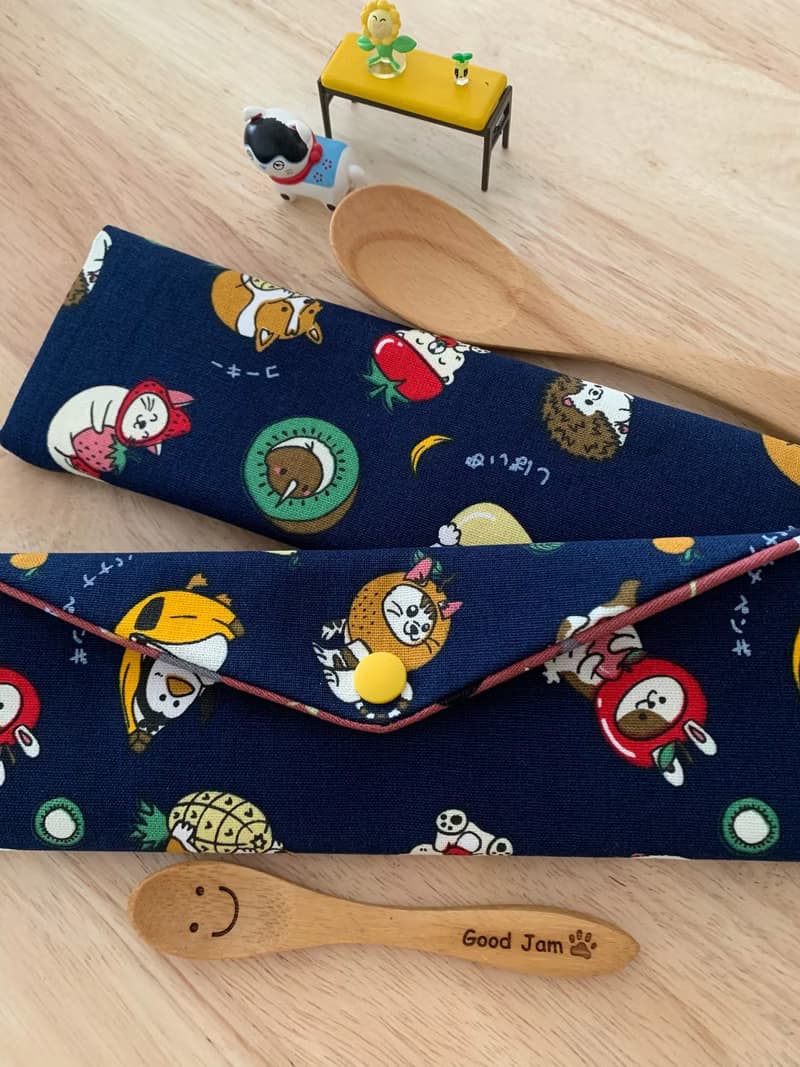 文青風環保純棉筷袋 想要的幸福 深情藍 完美生活 可愛動物 日本