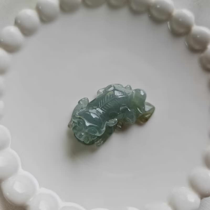 招財藍底貔貅 | 天然緬甸玉A貨翡翠