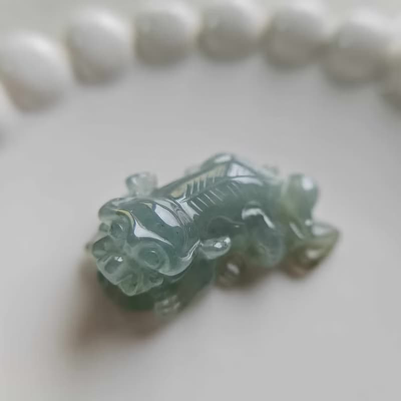 招財藍底貔貅 | 天然緬甸玉A貨翡翠