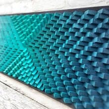 3D Wood Wall Art - Gray Teal Blue Modern Art - Acoustic Panel -Home Office Decor