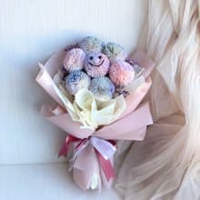 馬卡龍色索拉乒乓微笑花束 乾燥花 永生花 韓式花束