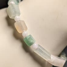 天然緬甸冰種透繩 多寶 長方珠翡翠 稀有 手鍊 送禮