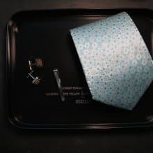 粉綠色小碎花洋氣領帶禮服搭配神器商務禮物