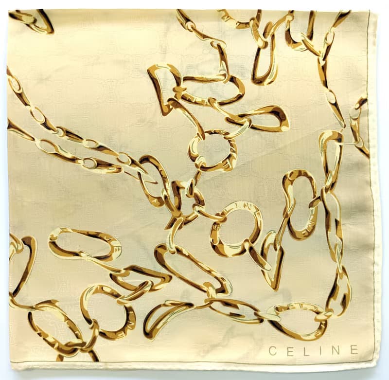 Celine Paris Vintage Silk Scarf Jewelry Chain 23 x 22 inches.