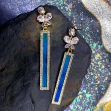 手工製作 點翠工藝 孔雀羽毛鑲嵌 蝴蝶主題耳環 款式2