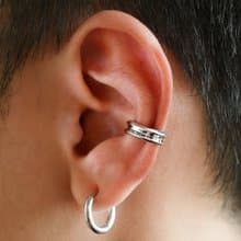 【禮物】Orbit  黃銅鍍銠耳扣 無痛耳骨夾中性男女耳飾イヤーカフ