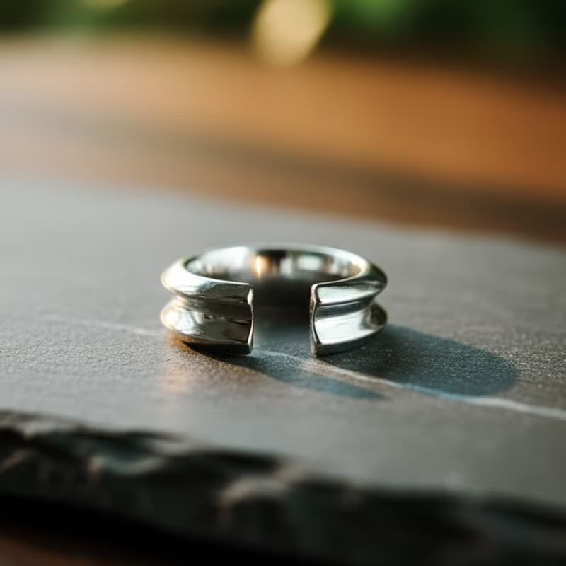 【禮物】Orbit  黃銅鍍銠耳扣 無痛耳骨夾中性男女耳飾イヤーカフ