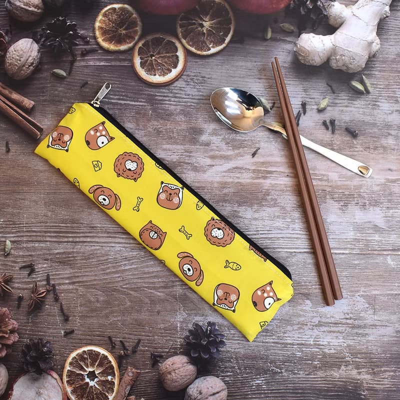 外出餐具組(筷袋+筷子+湯匙)_狗狗大頭照