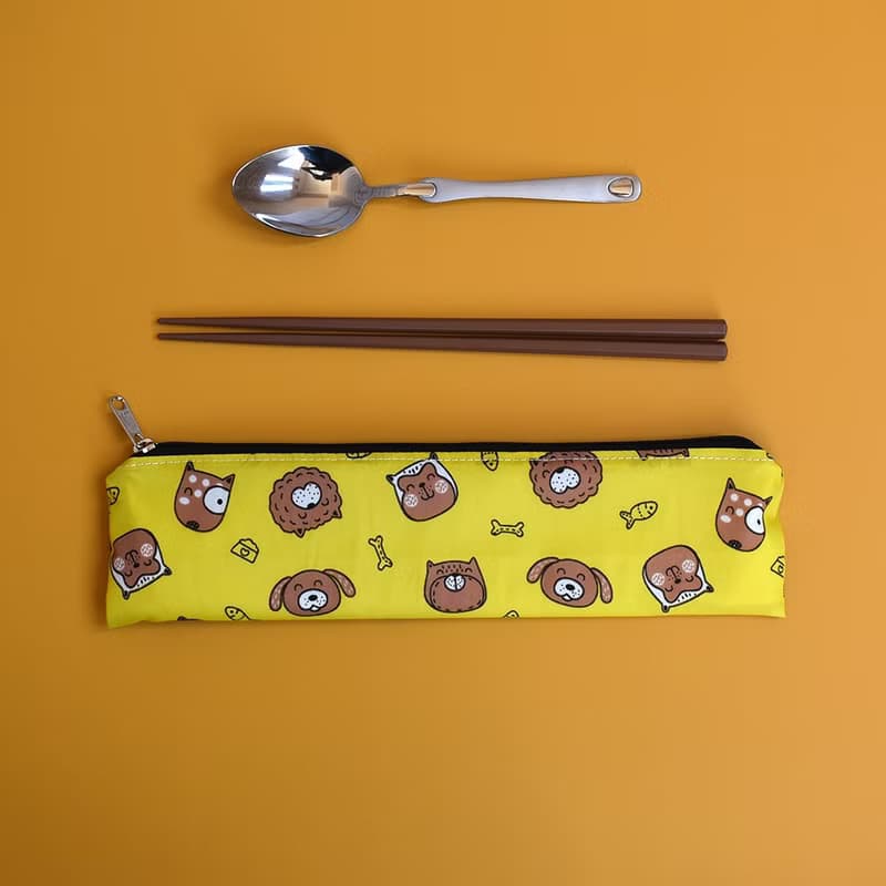 外出餐具組(筷袋+筷子+湯匙)_狗狗大頭照